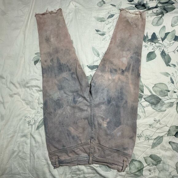 Reworked Vintage Custom Starry Sky Faded Denim Raw Hem Mom Jeans 29” - Picture 5 of 9